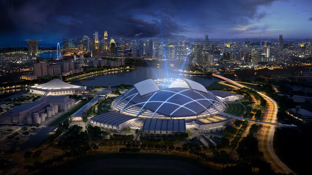 Singapore Sports Hub roof at night