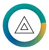Concentric triangles inside a circular gradient ring.
