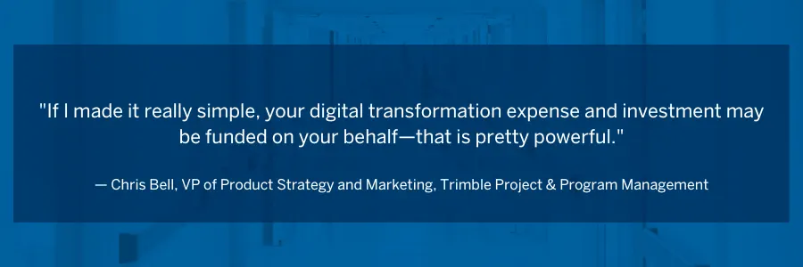 Digital transformation expense and investment may be funded on your behalf—that is powerful. - Chris Bell