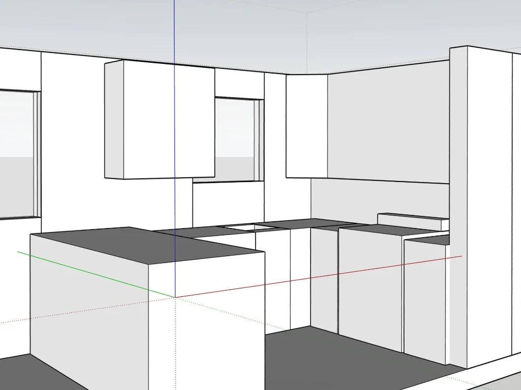 The result from using Scan-to-Design, an Apple RoomPlan scan of the kitchen interior.