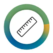 Icon of a ruler within a circular gradient