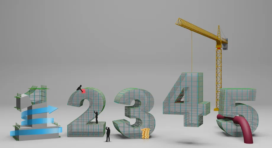Numbers 1 to 5 illustrating five challenges encountered by precast concrete contractors