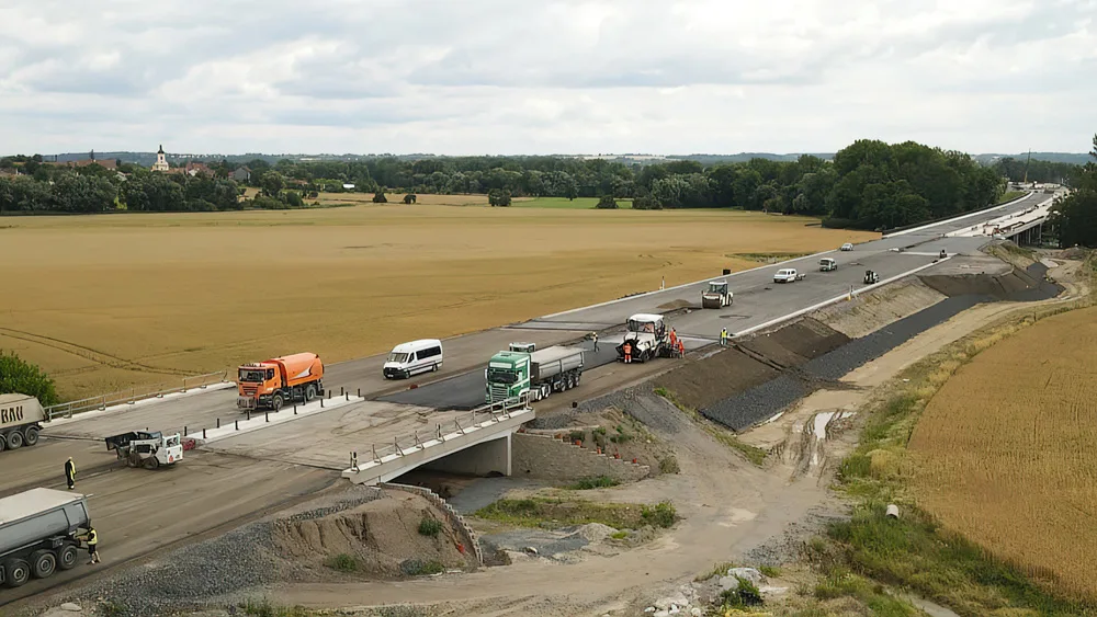 Aerial shot of the road under construction
