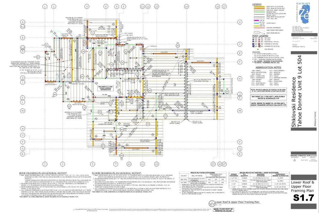 Plans de structure d’un immeuble résidentiel de Zachary Engineering