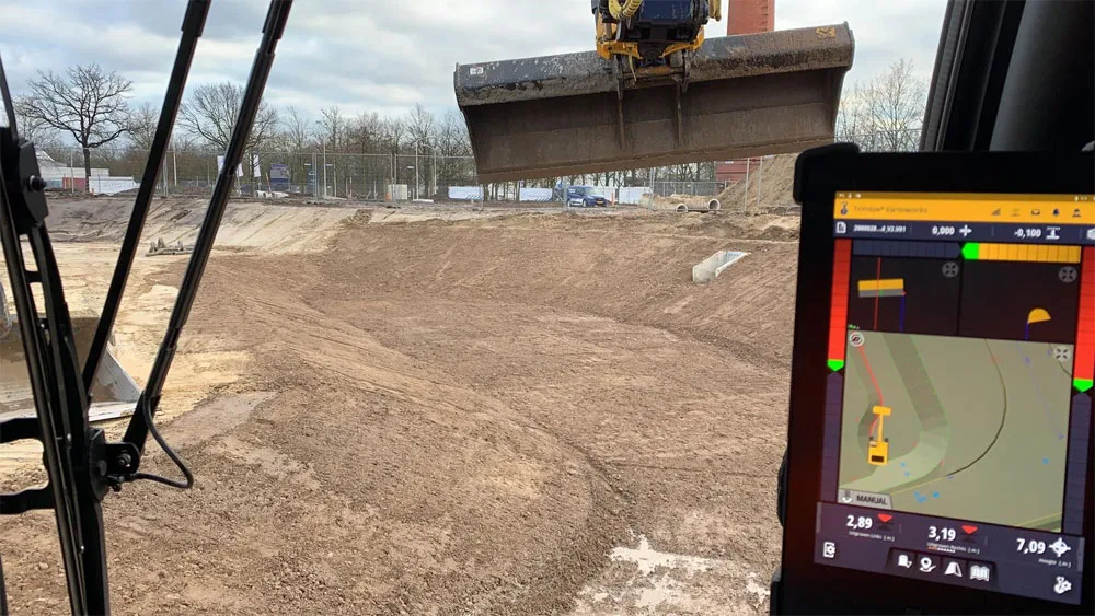 Inside excavator cab