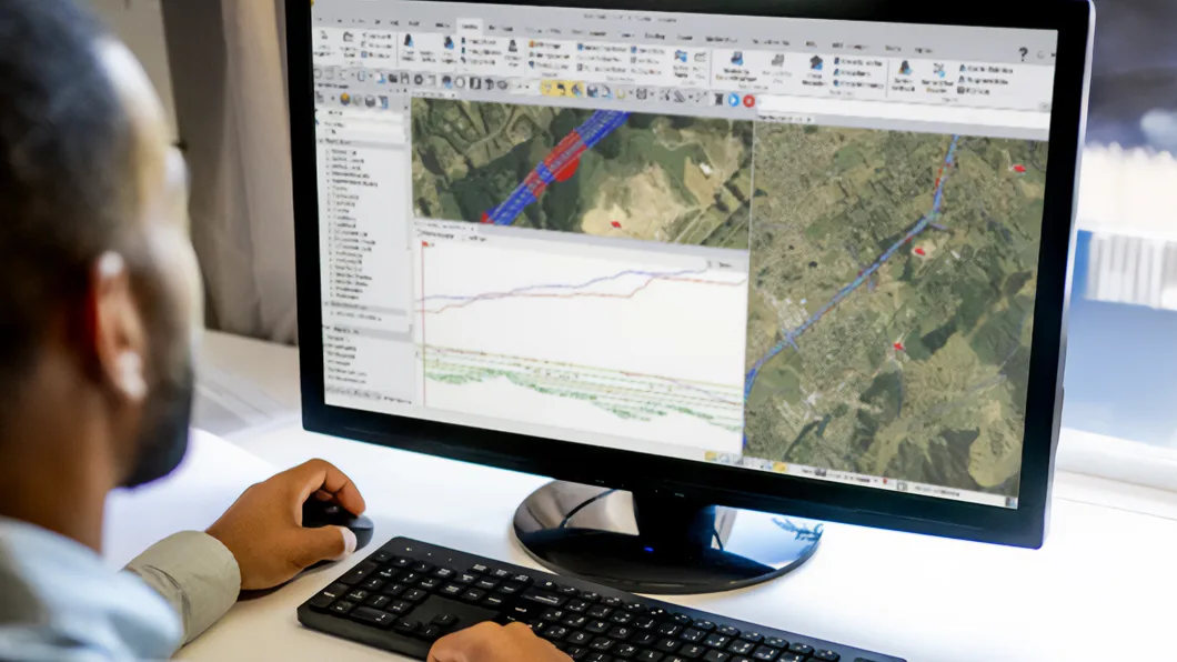 A site designer develops a 3D construction-ready model using Trimble Business Center