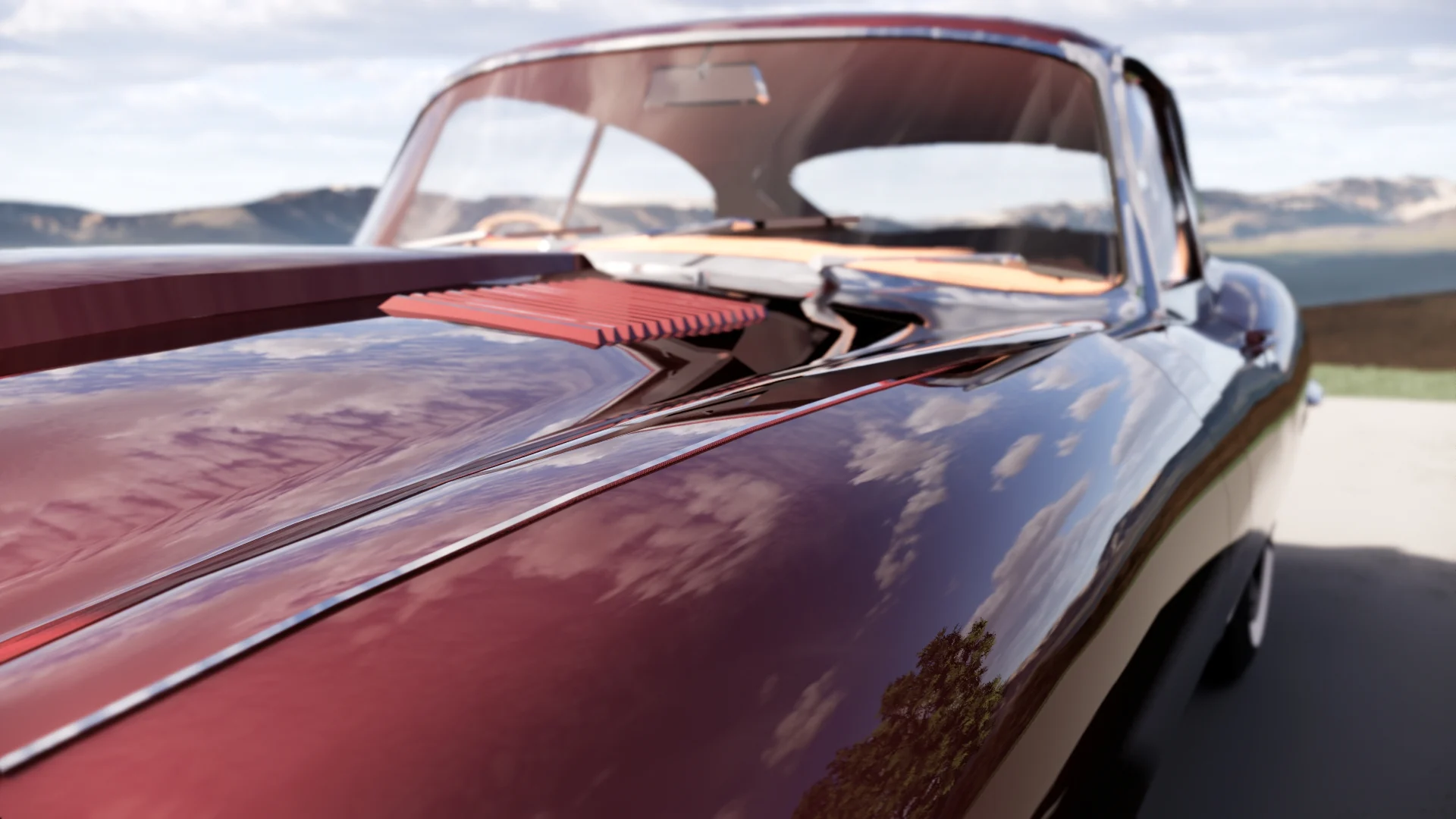 clear coat on a rendering of a car