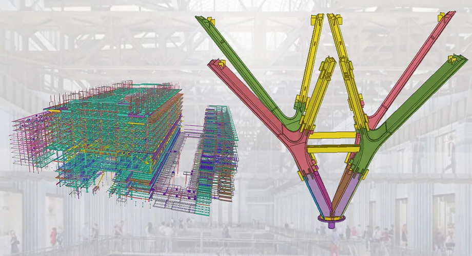 Screenshot of a model created by William Hares, in Tekla Structures, renewing steel within Battersea Power Station