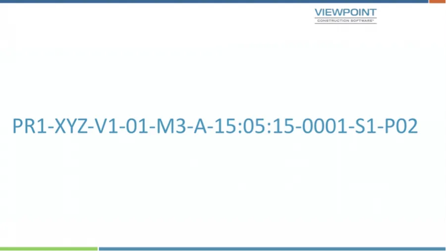 Viewpoint construction software interface showing BS1192 naming convention code PR1-XYZ-V1-01-M3-A-15:05:15-0001-S1-P02 on a white background.