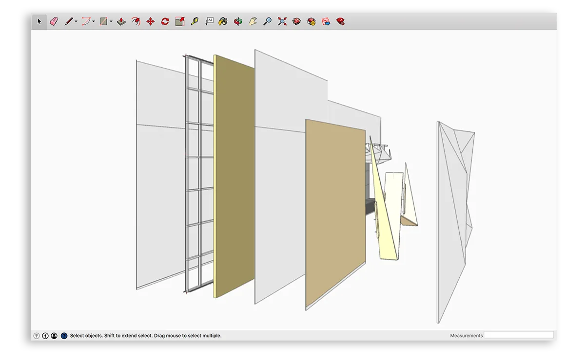 Imagem mostrando um modelo de construção do SketchUp