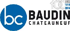 The Baudin Chateauneuf 100th anniversary logo, featuring a blue circle with white bc and the company name.