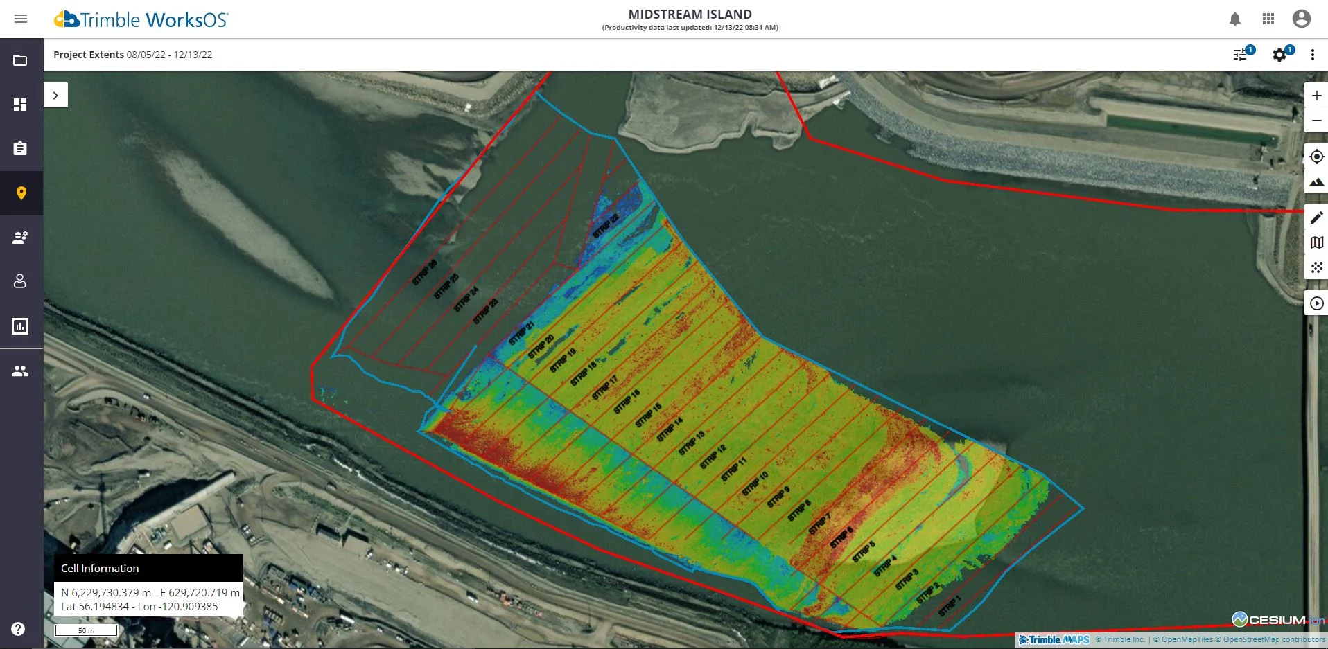 Screenshot of project from Trimble WorksOS