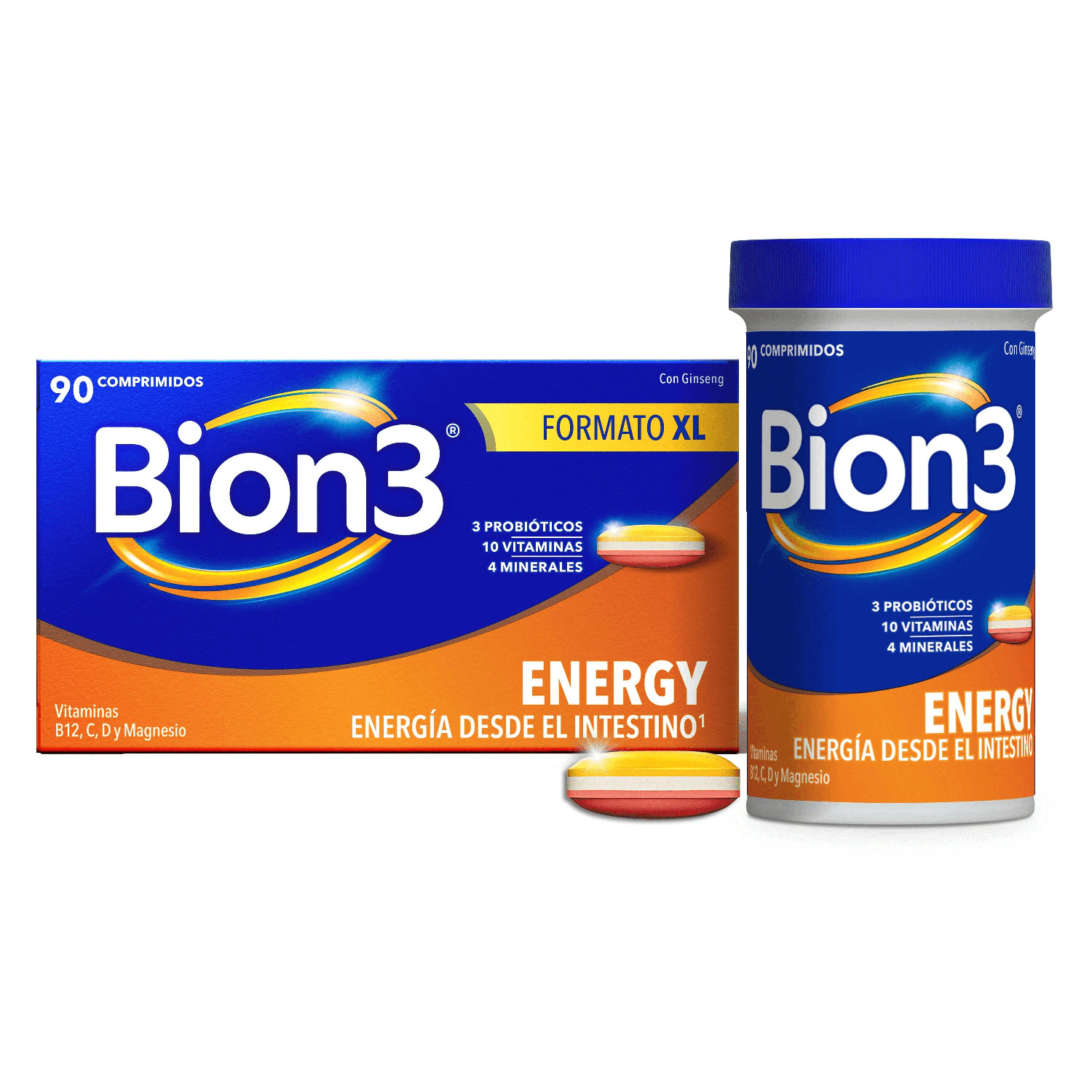 Bion3 Energy 90 comprimidos formato XL energía del intestino