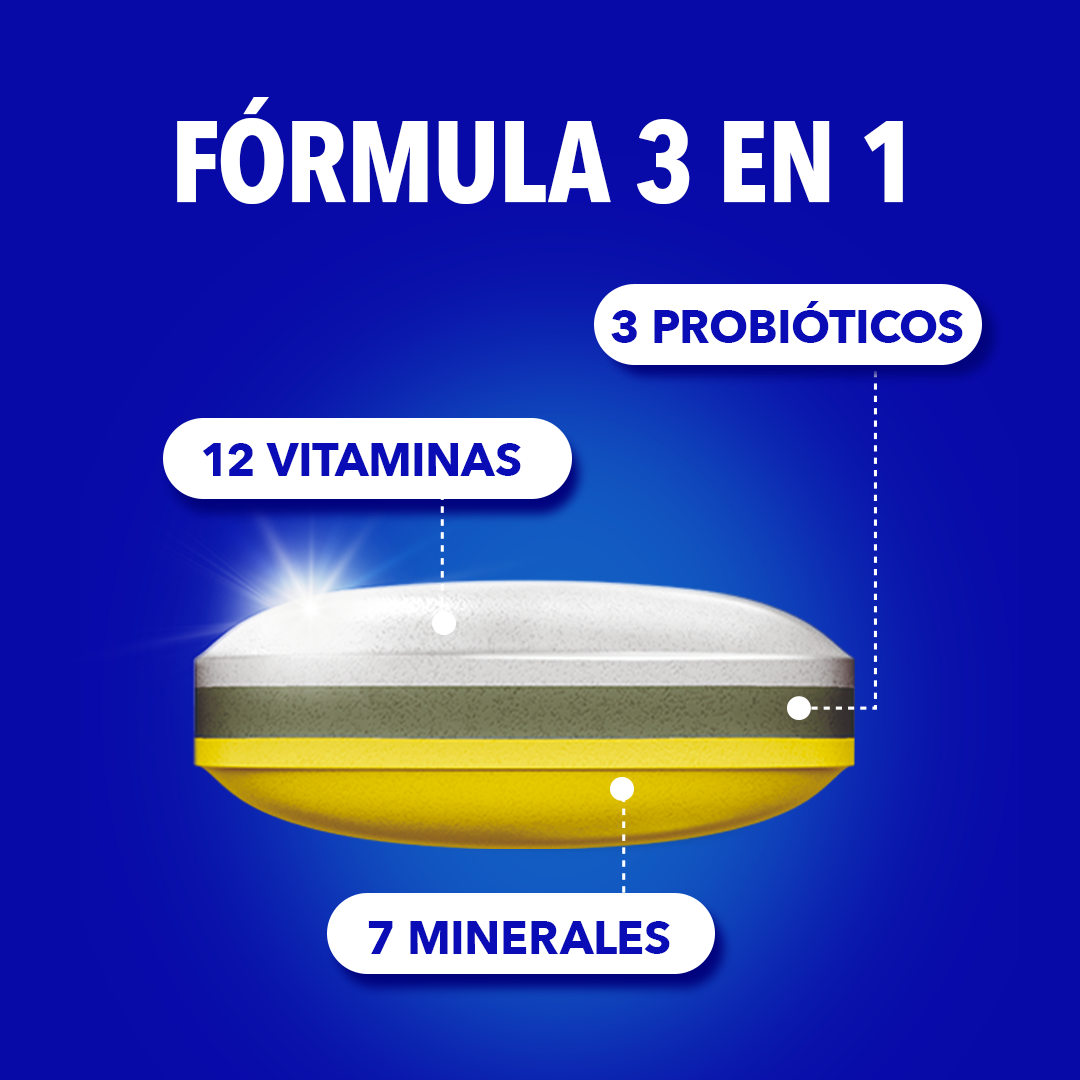 FÓRMULA 3 EN 1 12 VITAMINAS 7 MINERALES 3 PROBIÓTICOS