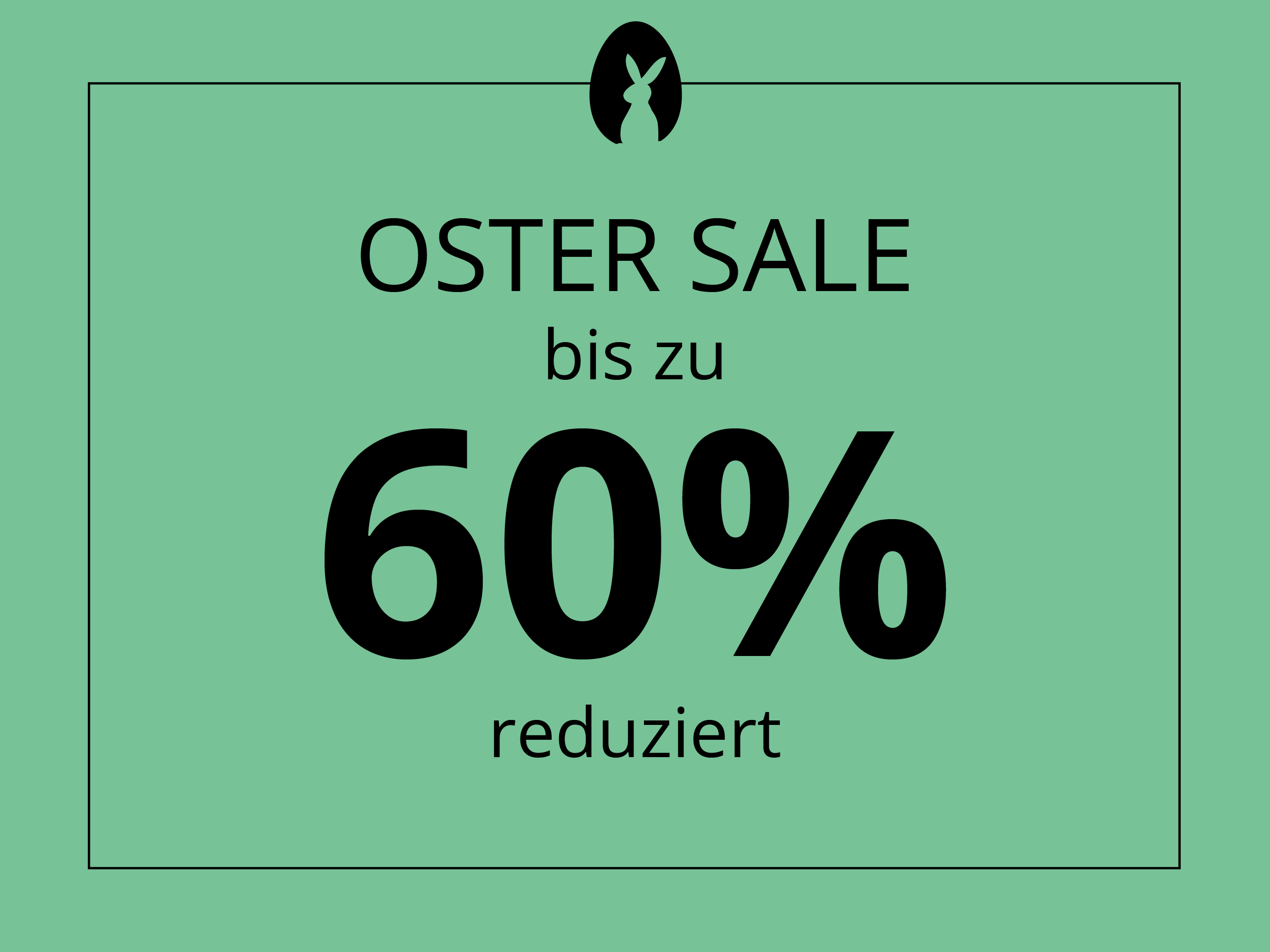 Werbebanner mit Text: Ostersale, bis zu 60% reduziert