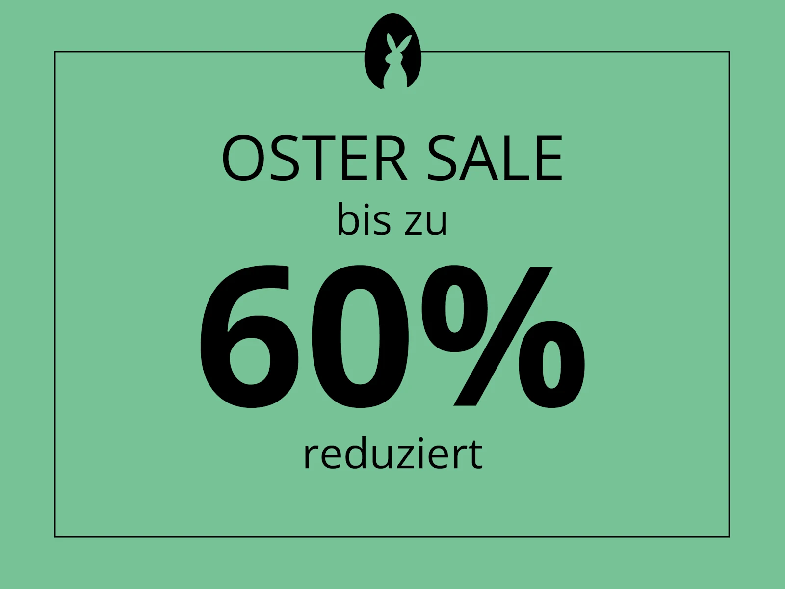 Werbebanner mit Text: Ostersale, bis zu 60% reduziert