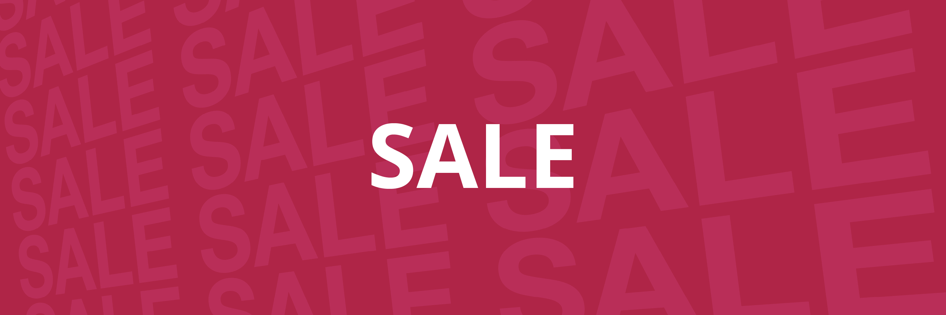 Ein roter Banner mit weißem Text: SALE
