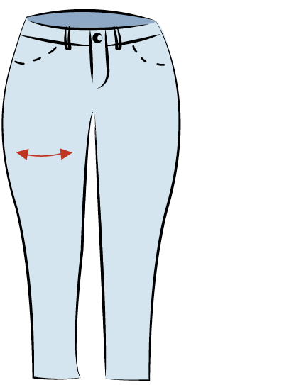 Cury Schnitt Pia mit Pfeilen an den Oberschenkeln