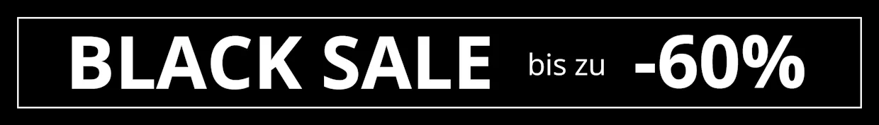 Ein schwarzer Banner mit dem Text: Black Sale bis zu -60%