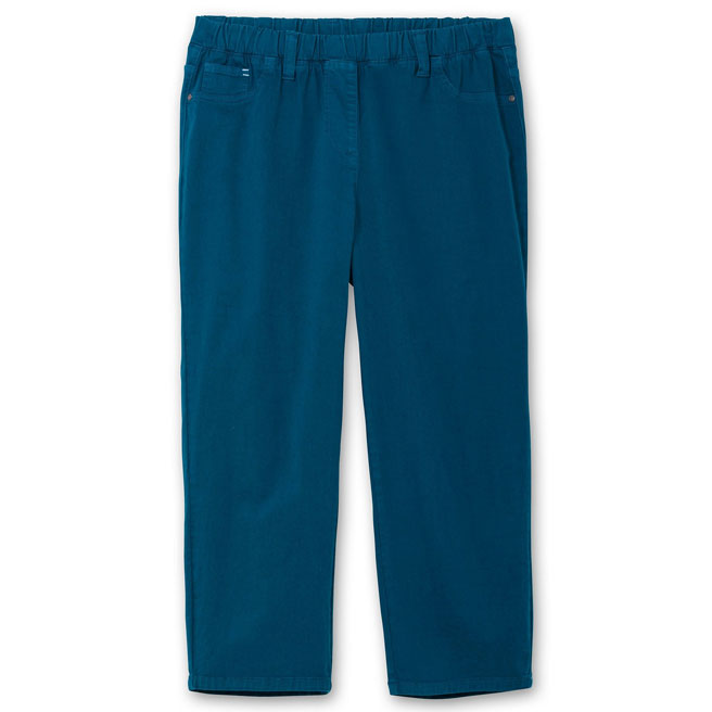 Schmale 7/8-Hose mit Gummibund, aus Twill in dunkelpetrol
