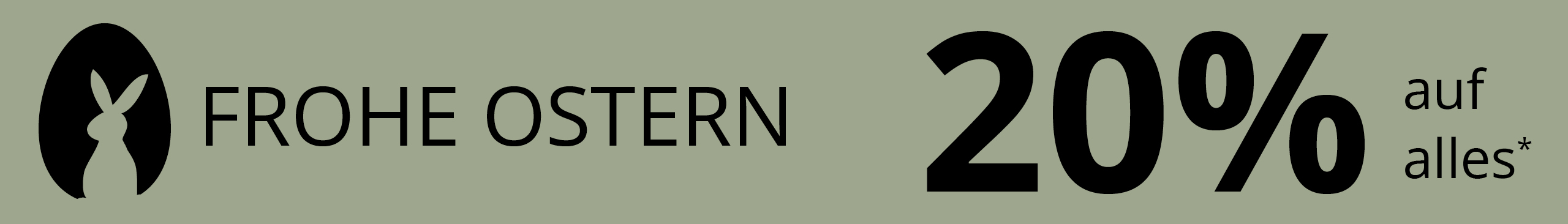 Werbebanner mit Text: Frohe Ostern, 20% auf alles