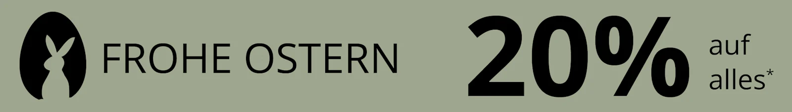 Werbebanner mit Text: Frohe Ostern, 20% auf alles