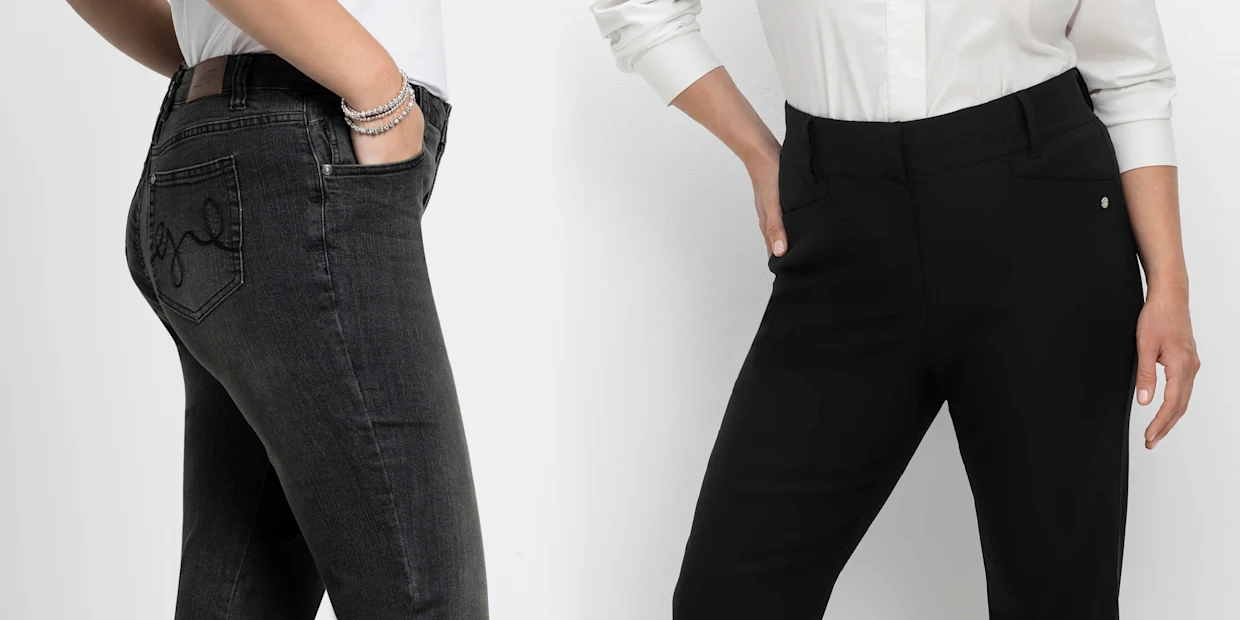 Werbebanner mit Jeans und Hose in Schwarz Werbebanner mit Jeans und Hose in Schwarz
