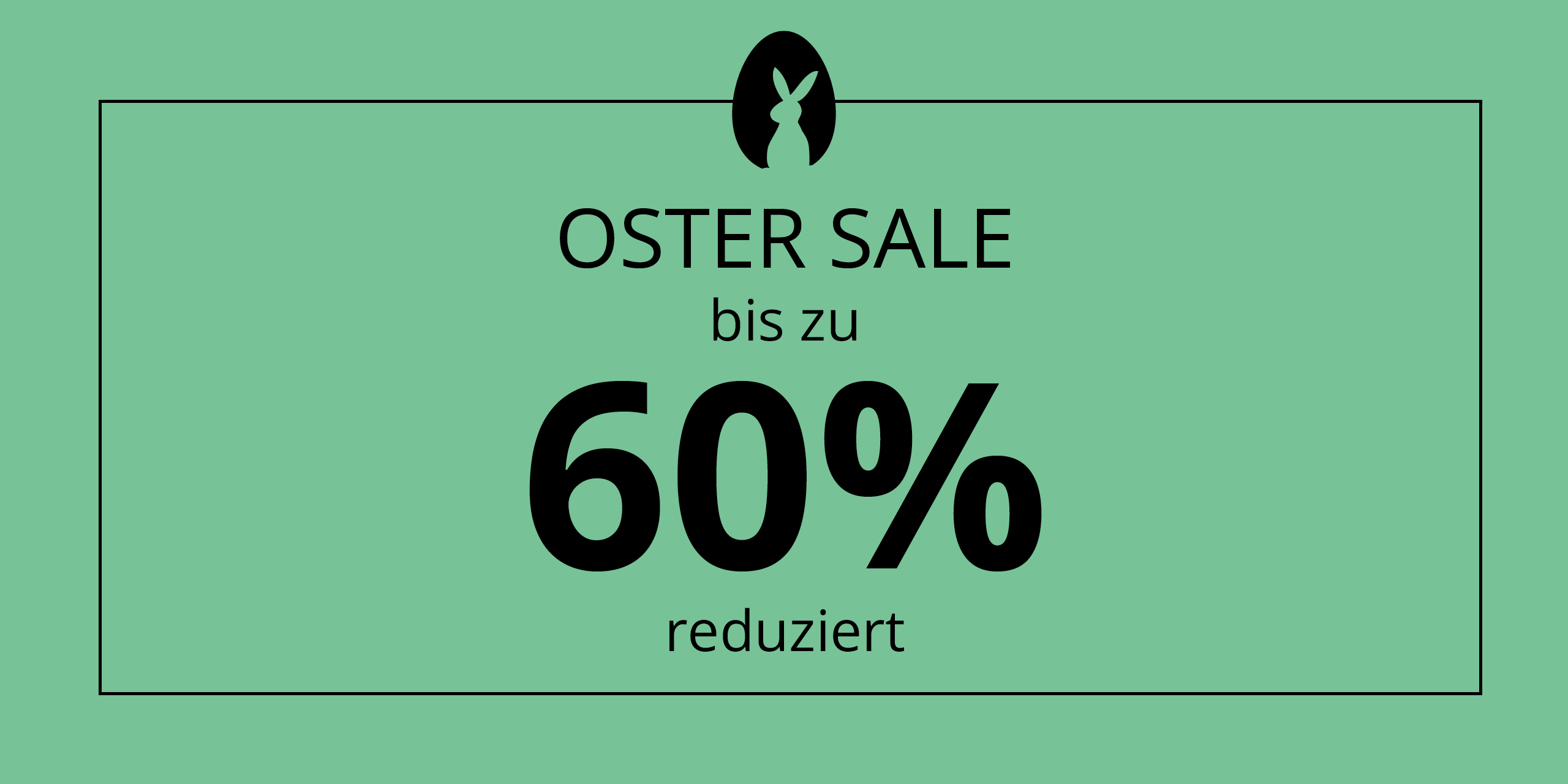 Werbebanner mit Text: Ostersale, bis zu 60% reduziert