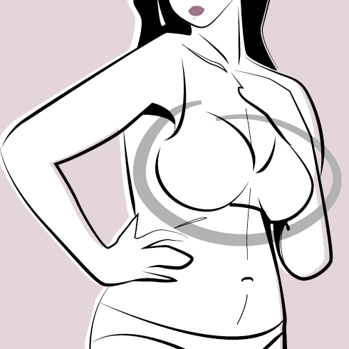 Illustration mit eingekreister Oberweite