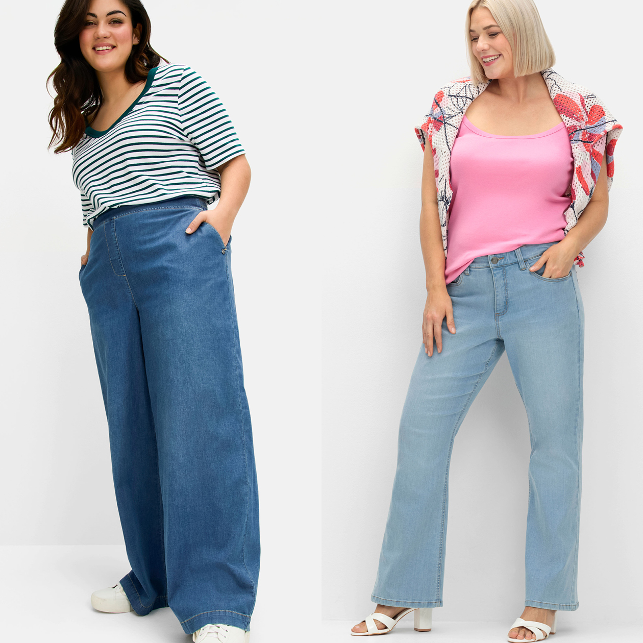 eine weite und eine Bootcut Jeans