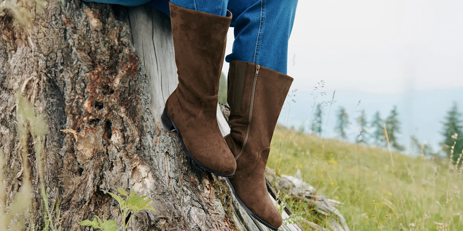 Werbebanner mit braunen Weitschaftstiefel und Verlinkung in die Weitschaftstiefel