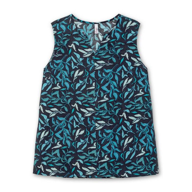 dunkelblaues Top mit Blumenmuster