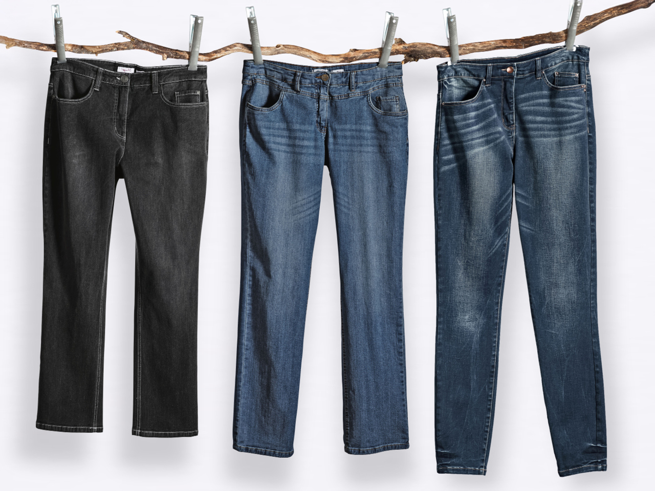 3 Jeans in verschiedenen Längen