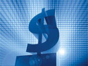 Dollar sign with blue background
