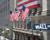 Wall Street with american flags