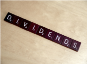 Dividends written out in scrabble letters