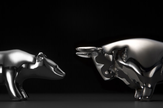 Silver bull and bear.