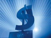 Dollar sign with blue background