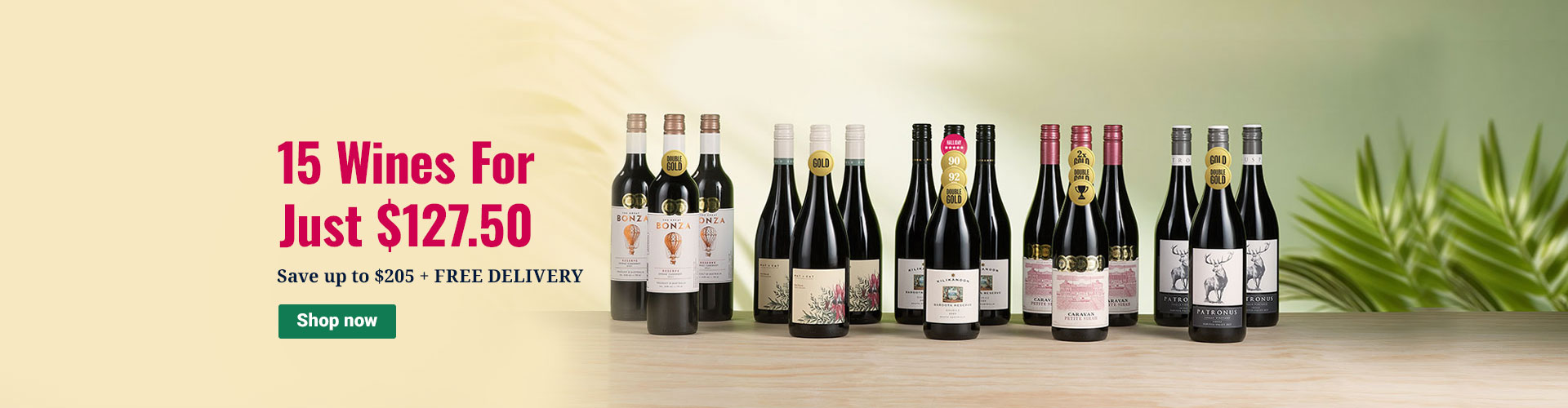 15 Wines for $127.50