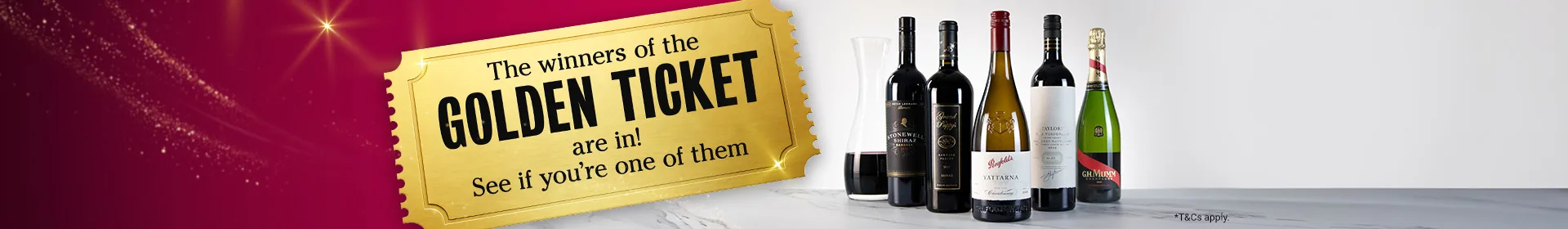 Golden Ticket - Win a case of wine plus decanter, worth $1,040