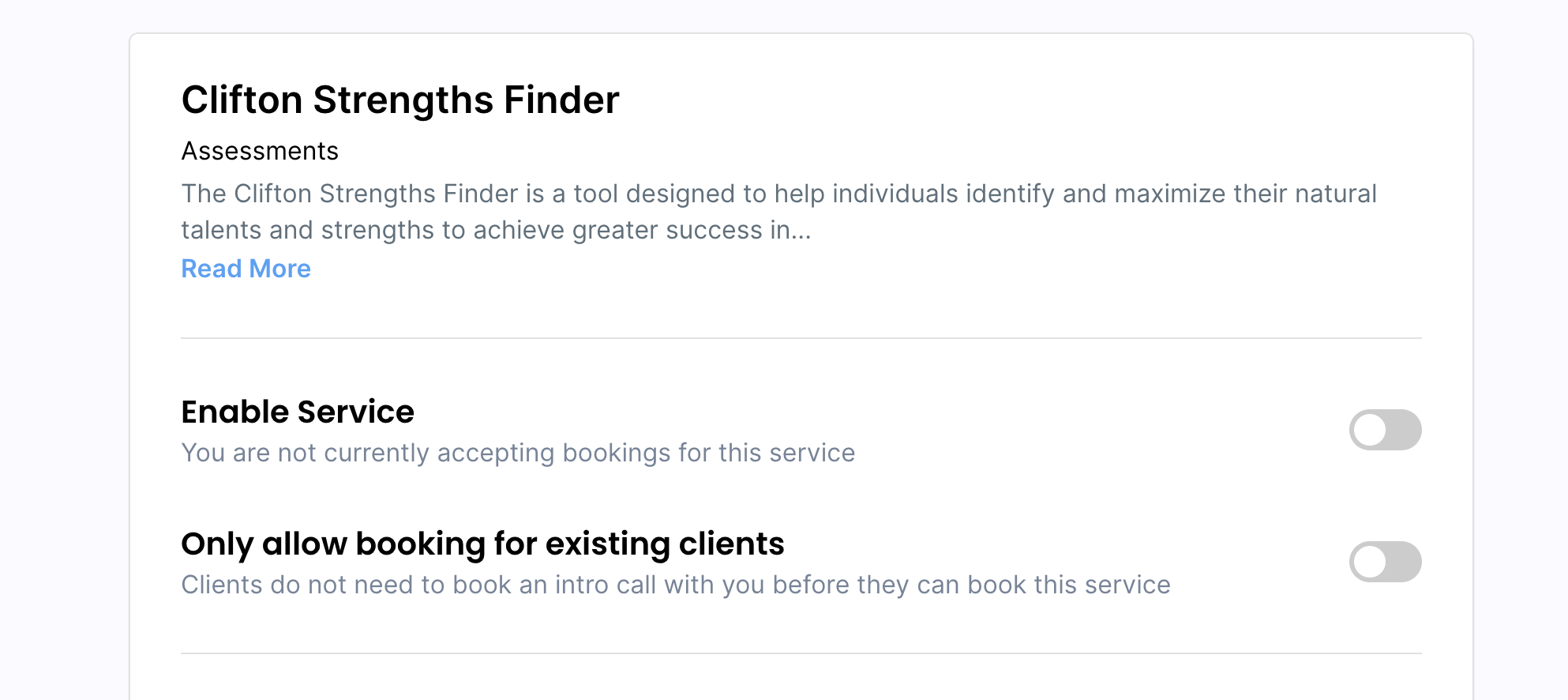 Service Settings