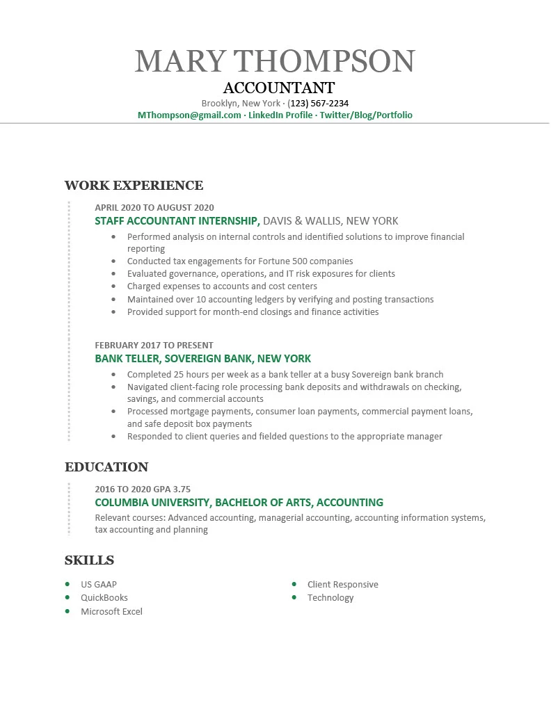 Entry Level Acct Resume