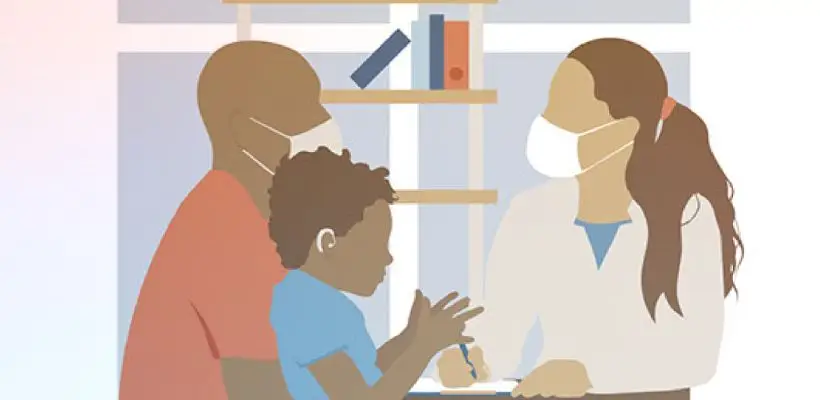 Illustrazione di un uomo che tiene in braccio un bambino