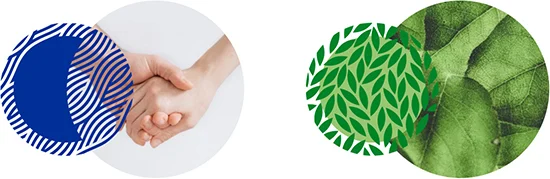 due immagini: tenersi per mano e grafica delle foglie