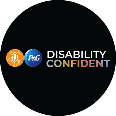 Logo e scritta Disability Confident, termine che indica la cultura che stimola la fiducia e il supporto delle disabilità.