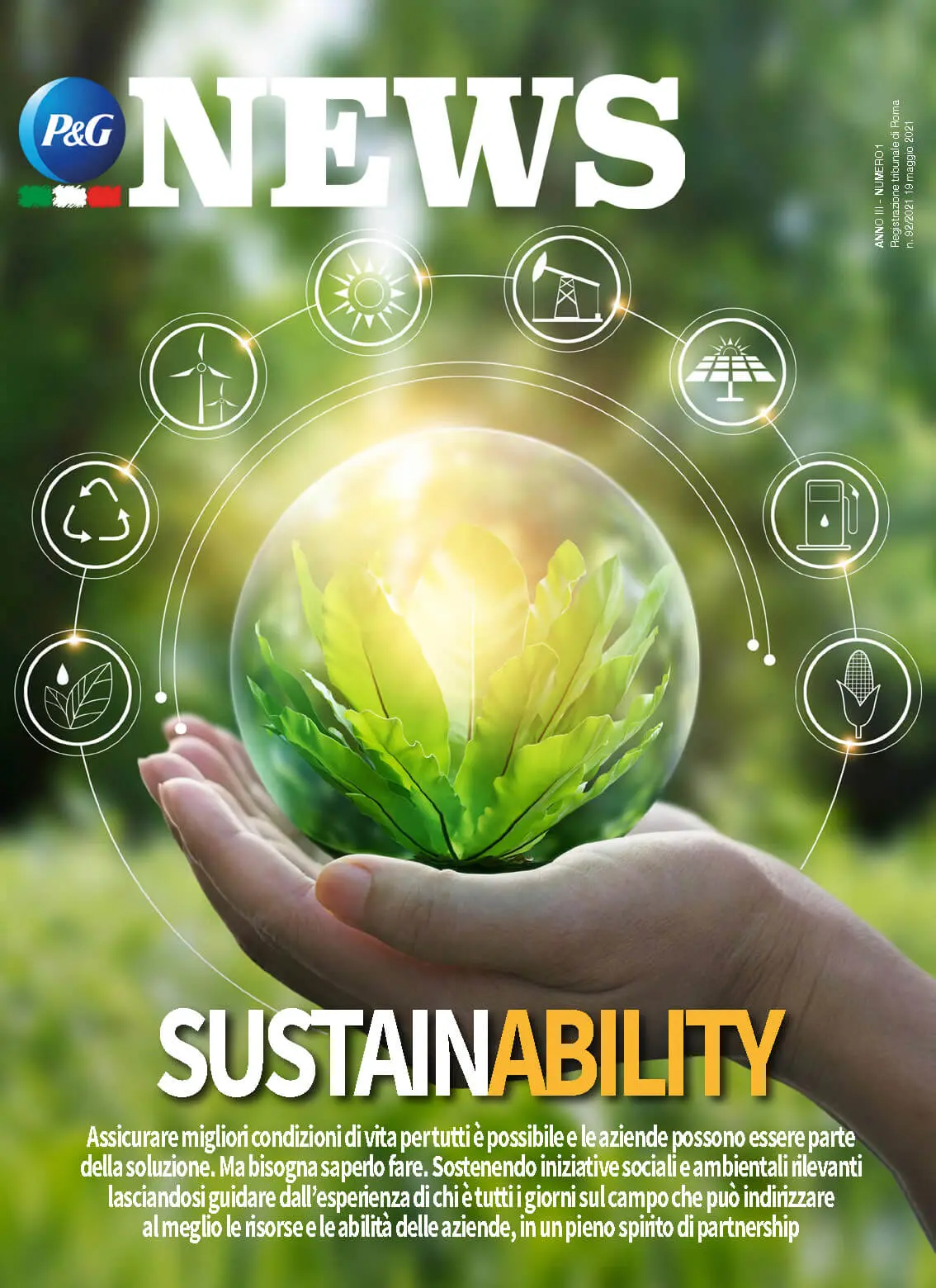 Copertina Magazine Anno 3 numero 1. Titolo "SustainAbility".