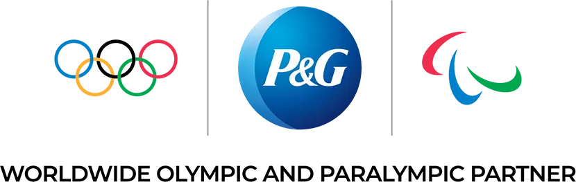 Il logo di P&G e i cerchi olimpici segno della collaborazione con i Giochi Olimpici e Paralimpici di Milano-Cortina 2026.