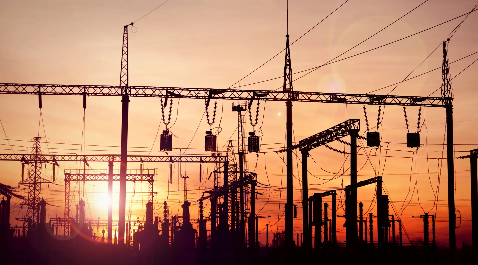 Electric Power Substation at Sunset