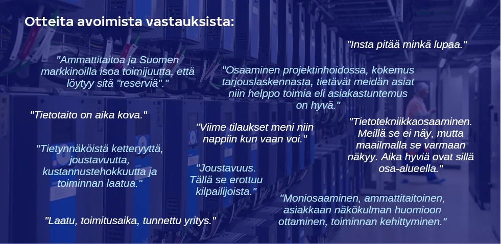 Avoimia asiakasvastauksia Insta Automationin asiakastyytyväisyystutkimuksessa 2019