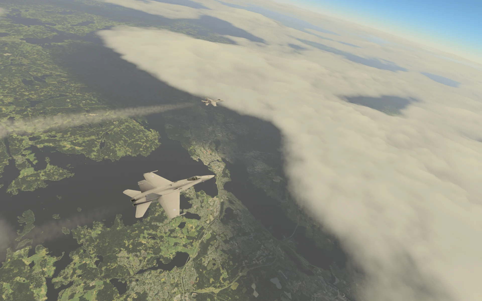 Simulation clouds fighter jet Insta